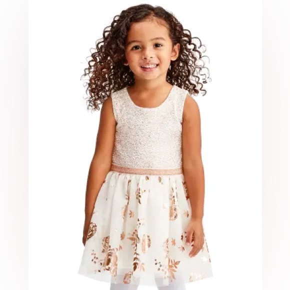 The Children's Place Other - The Children’s Place Foil Rose Gold Knit To Woven Dress Size 12-18 Months